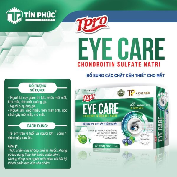 TPRO EYE CARE, giảm các triệu chứng nhức mắt, mỏi mắt, mờ mắt, khô mắt.